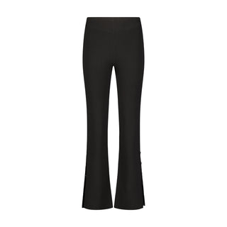 Viscose Flared Pants with Rose Buttons - Black