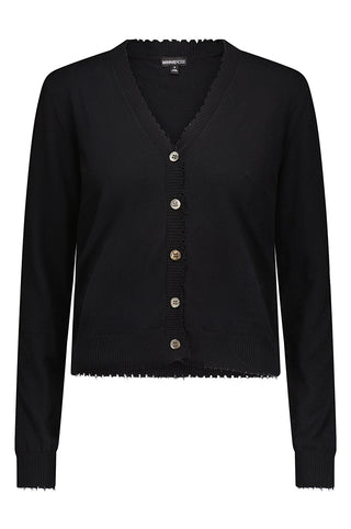 Cotton Cashmere Cardigan with Frayed Edges flat view