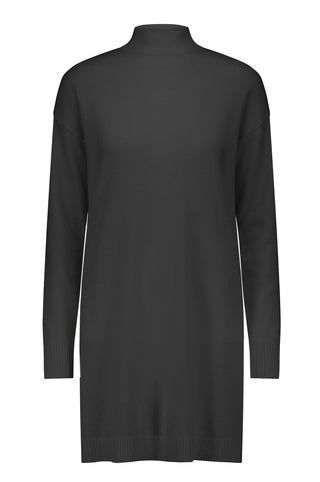 Cashmere Mock Neck Dress- Black