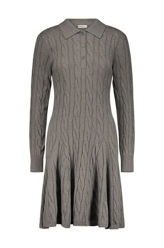 Cotton Polo Cable Flare Dress - Grey Shadow