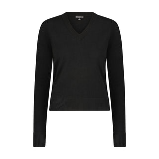 Cashmere V-Neck Raglan Pullover - Black