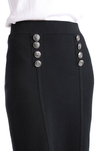 Black Cotton blend Sailor Pencil Skirt Detail View
