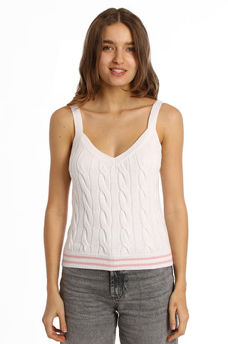 Cotton Cashmere Cable Bralette with Tipping