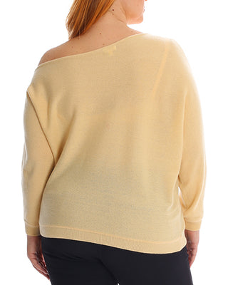 Plus Size Cashmere Off the Shoulder Top- banana-yellow