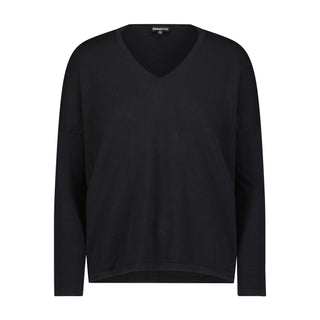 Cotton Cashmere V-Neck Pullover -Black