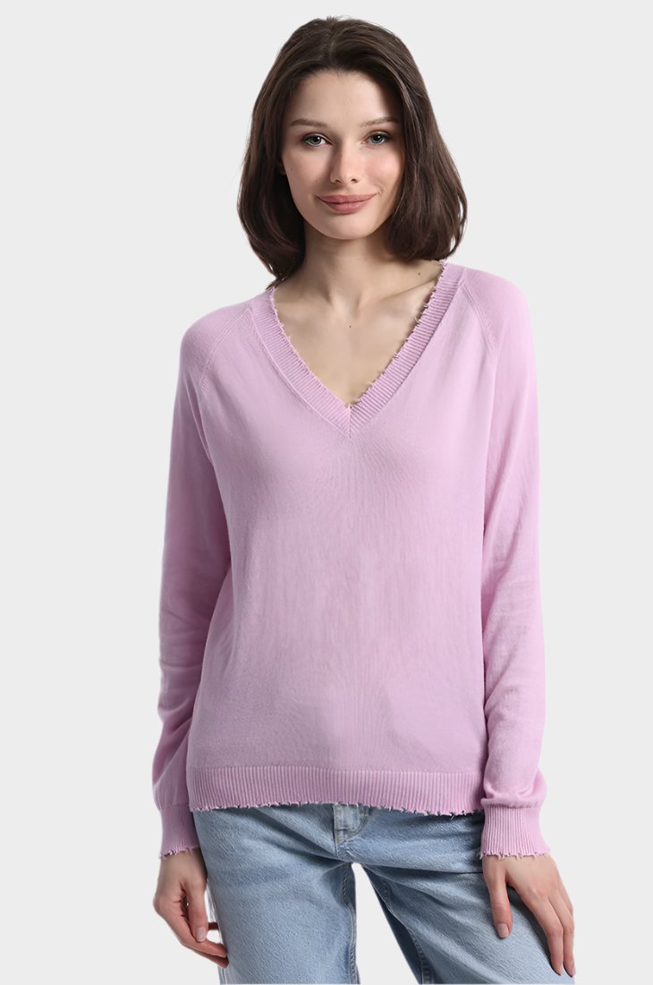 Minnie Rose Cashmere Long and Lean V Neck Black main image 1