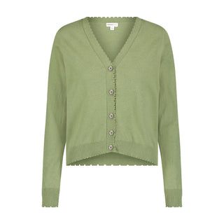 Cotton Cashmere Cardigan with Frayed Edges - Garden Grove flat