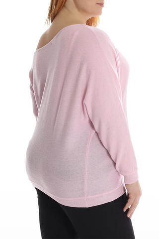 Plus Size Cashmere Off the Shoulder Top- rose pink