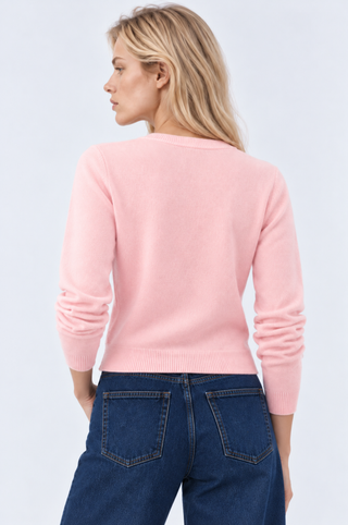 Cotton Cashmere "Nana" Embroidered V Neck Cardigan