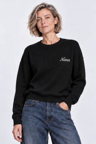 Cotton Cashmere "Nana" Embroidery Crew