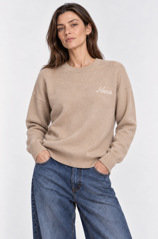 Cotton Cashmere "Nana" Embroidery Crew