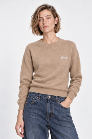 Cotton Cashmere "Yenta" Embroidery Crew