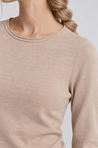 Long Sleeve Crew Neck with Rolled Trims