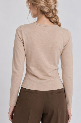 Long Sleeve Crew Neck with Rolled Trims