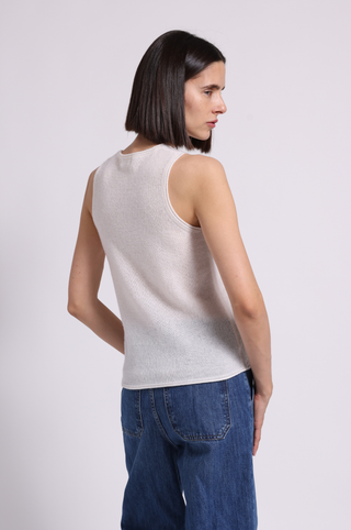 Sheer Luxury Cashmere Crew Neck Tank with Rolled Edges