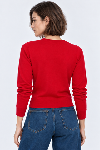 Cotton Cashmere "Wela" Embroidery V Neck Cardigan