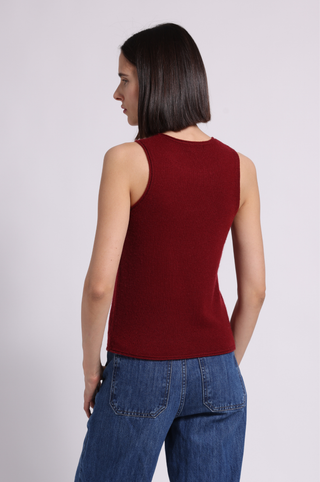 Sheer Luxury Cashmere Crew Neck Tank with Rolled Edges