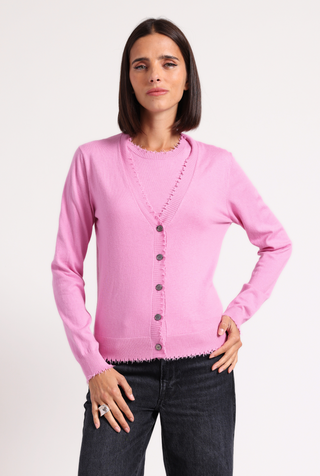 Cotton Cashmere Frayed Cardi