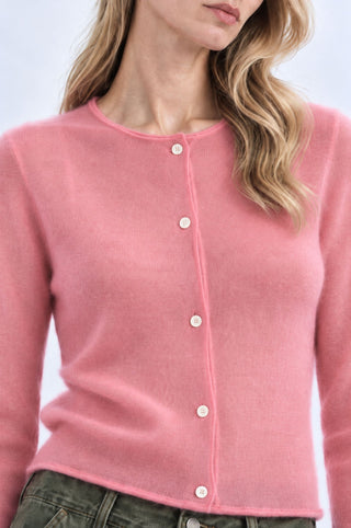 Sheer Luxury Cashmere Cardigan with Rolled Trims