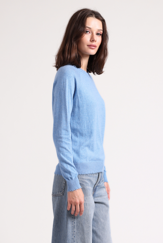 Cotton Cashmere Frayed Edge Crew