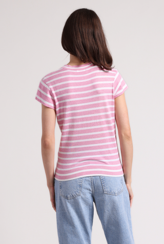 Supima Cotton Cashmere Striped Cap Slv Crew