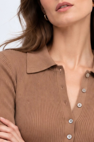 Viscose Ribbed Collared Henley