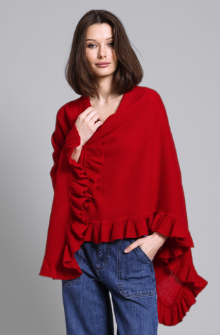 CASHMERE RUFFLE RUANA