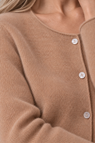 Sheer Luxury Cashmere Cardigan with Rolled Trims