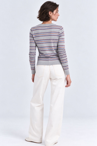 Striped V Neck Cardigan