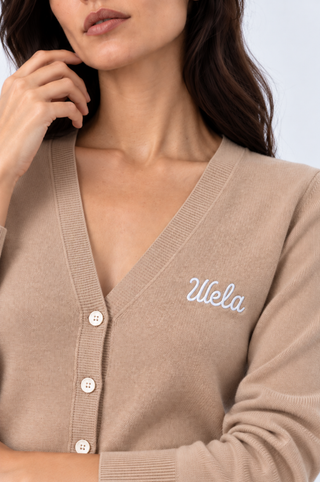 Cotton Cashmere "Wela" Embroidery V Neck Cardigan