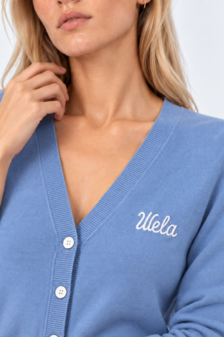 Cotton Cashmere "Wela" Embroidery V Neck Cardigan