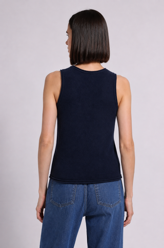 Sheer Luxury Cashmere Crew Neck Tank with Rolled Edges