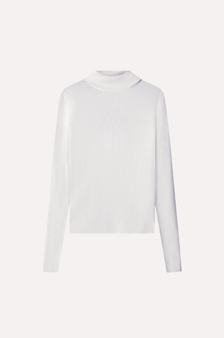 Viscose Ribbed Shirred Mock