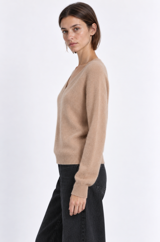 Cashmere Long Sleeve Shrunken V Neck