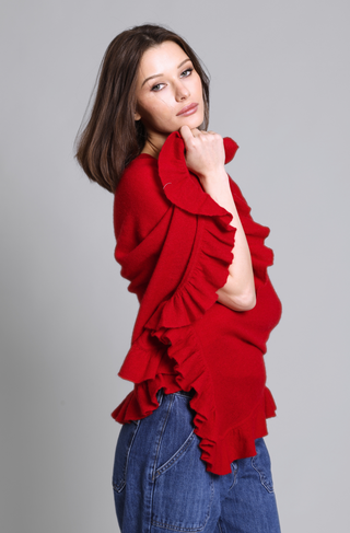 CASHMERE RUFFLE RUANA