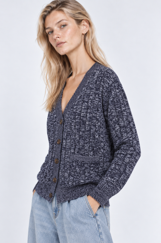 Cotton Oversized Marled Cable Cardigan