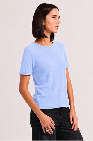 Sheer Luxury Cashmere Short Sleeve Tee with Rolled Trims