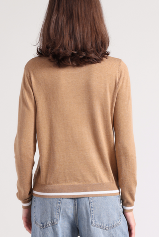 Supima Cotton Cashmere LS Crew with Tipping