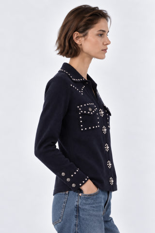 Cotton Cashmere Hot Fix Button Down Shirt