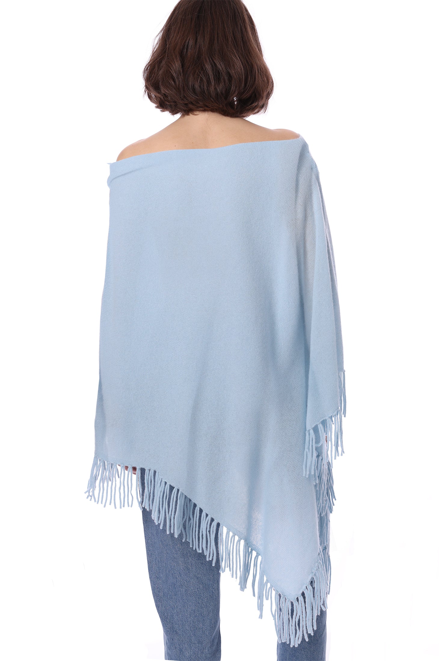 Minnie Rose popular White Fringe Ruana/Poncho