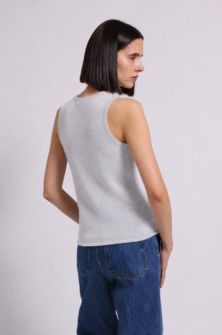 Sheer Luxury Cashmere Crew Neck Tank with Rolled Edges