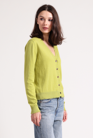 Cotton Cashmere Frayed Cardi