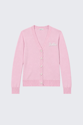 Cotton Cashmere "Bubbie" Embroidery V Neck Cardigan
