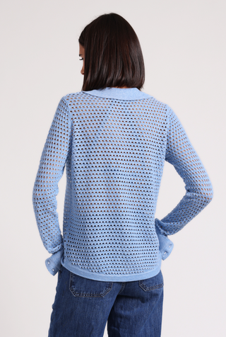 Cotton Cashmere Plaited Mesh Button Down Shirt