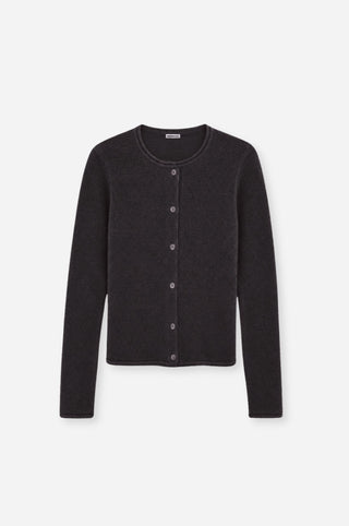 Sheer Luxury Cashmere Cardigan with Rolled Trims