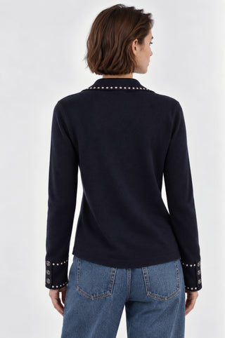 Cotton Cashmere Hot Fix Button Down Shirt