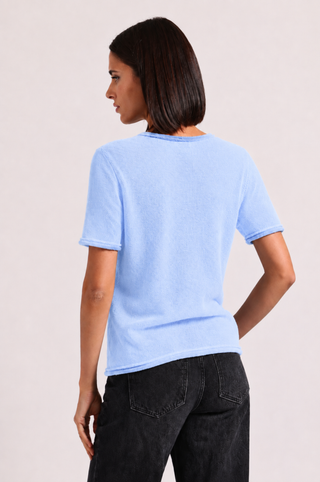 Sheer Luxury Cashmere Short Sleeve Tee with Rolled Trims