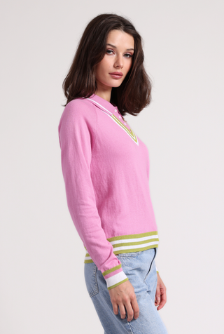 Cotton Cashmere Polo with Collar and Tipping