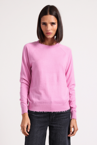 Cotton Cashmere Frayed Edge Crew