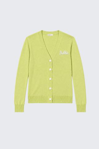 Cotton Cashmere "Bubbie" Embroidery V Neck Cardigan